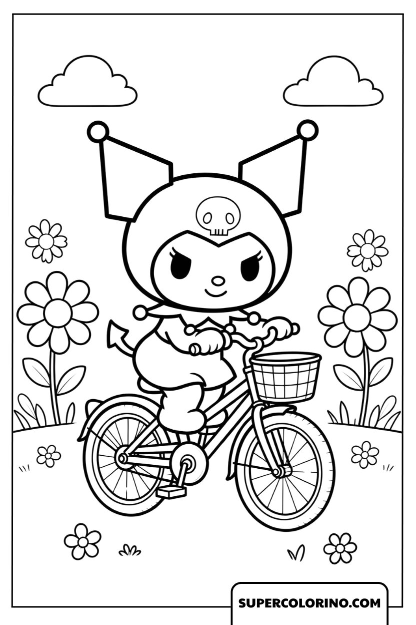 Kuromi auf einem Fahrradzeichnungen