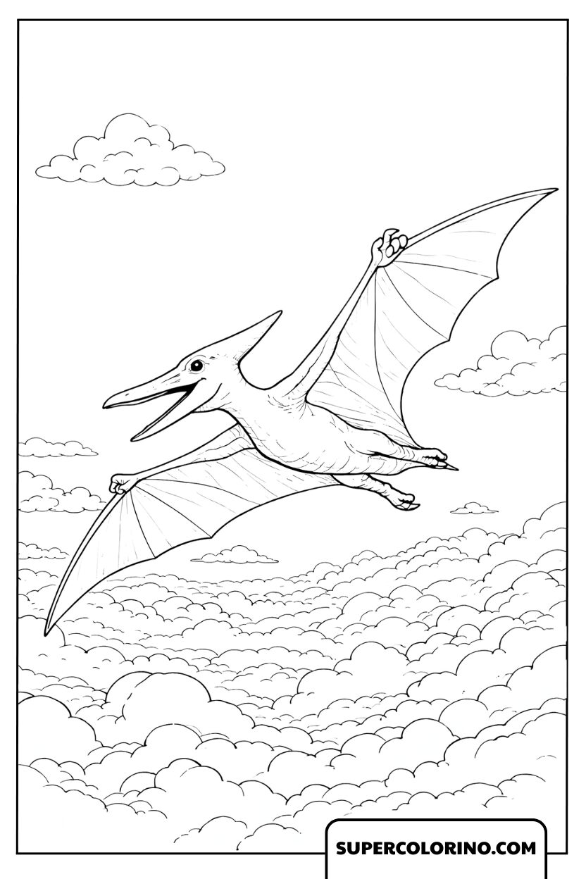 Tekeningen Pteranodon vliegt in de lucht