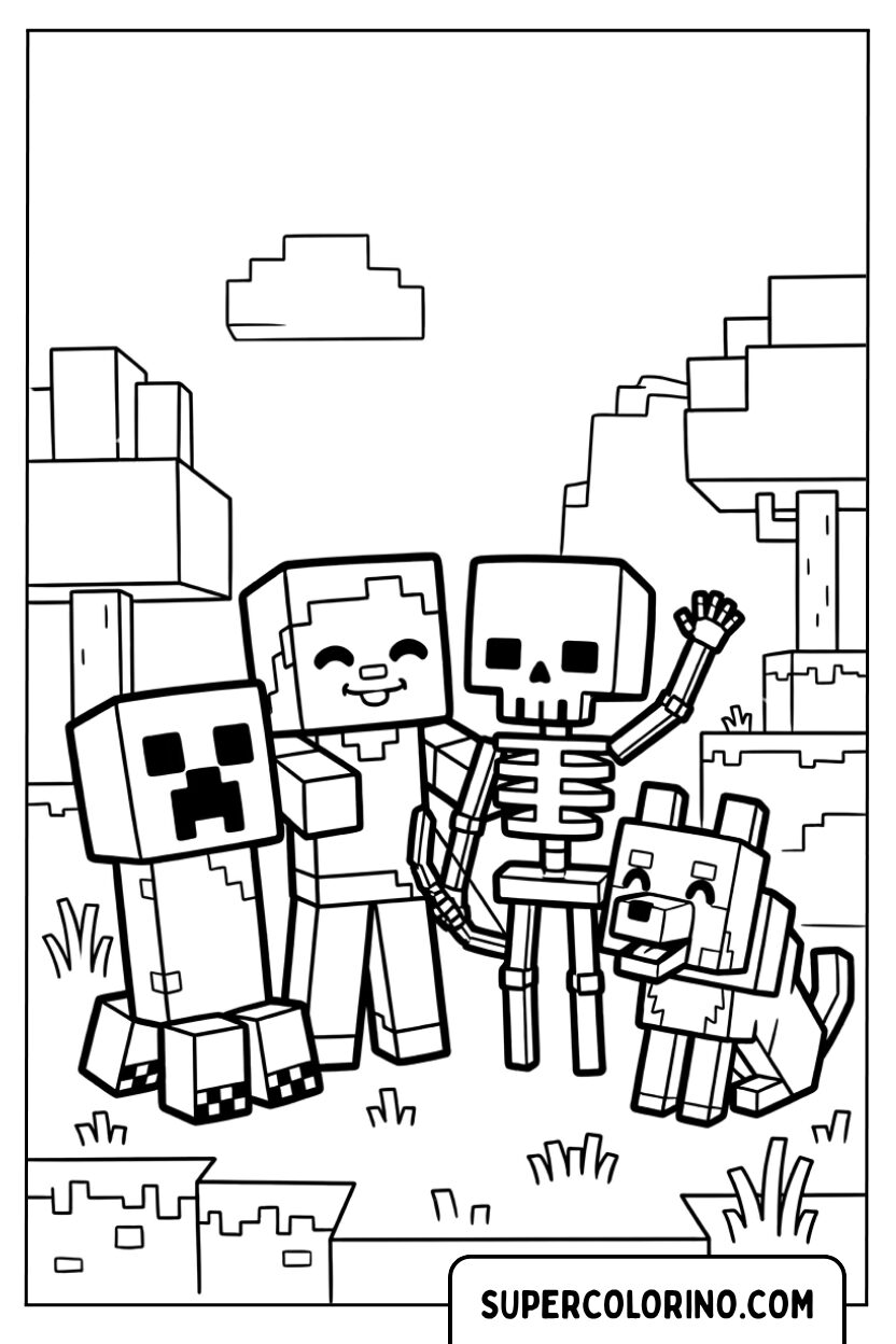 Disegni dei fantastici personaggi e mob di Minecraft