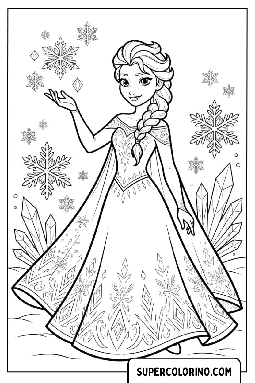 Disegni di Elsa che crea fiocchi di neve magici