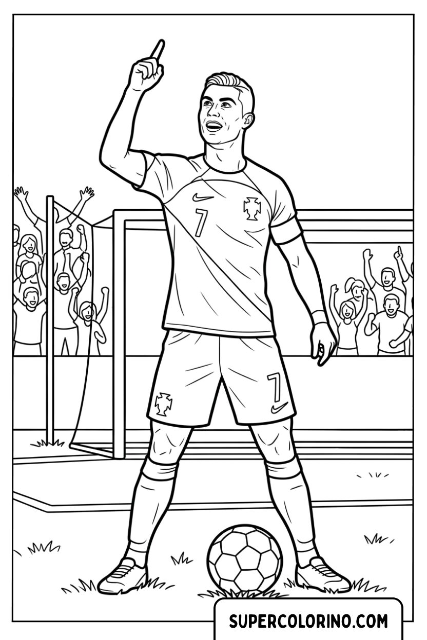 Disegni di Ronaldo che indica il cielo dopo un gol memorabile