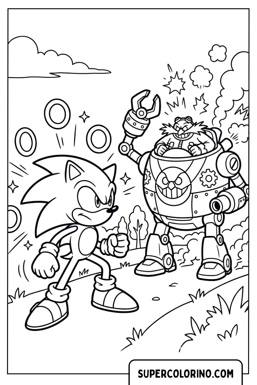 Disegni di Sonic in una sfida contro il Dottor Eggman