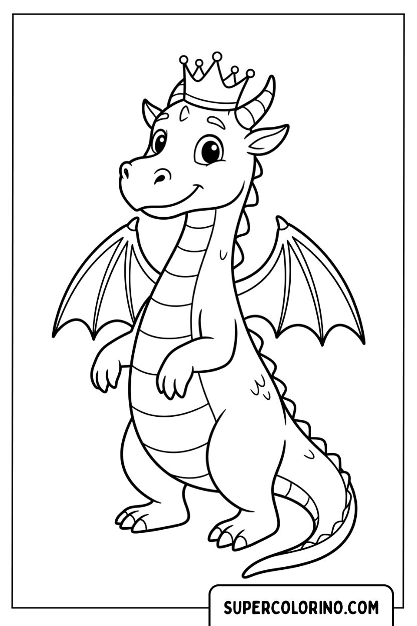 Disegni di un drago reale con una piccola corona