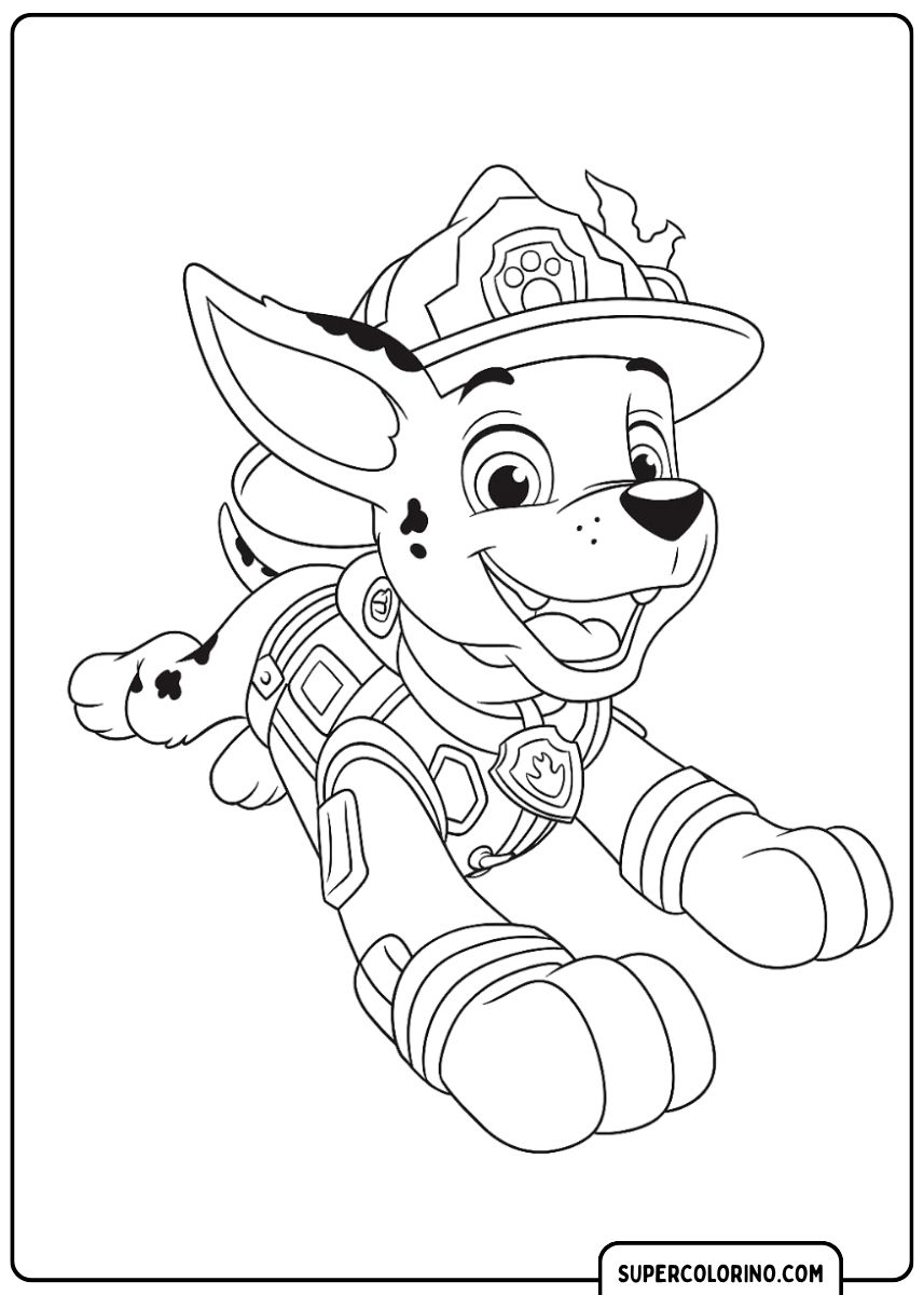 Coloriage PAW Patrol : Marshall le pompier qui court.