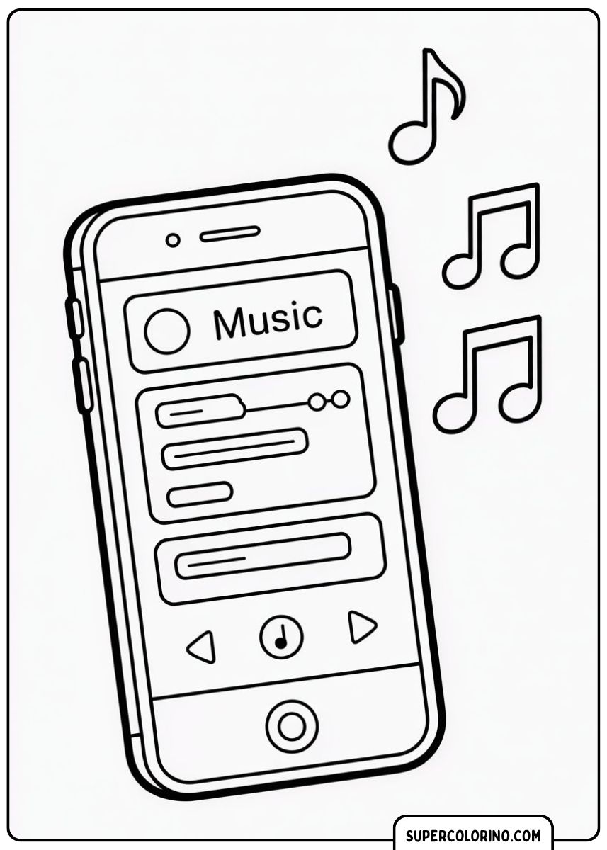 iPhone mit Musikplayer-Schnittstelle und Musiknoten.