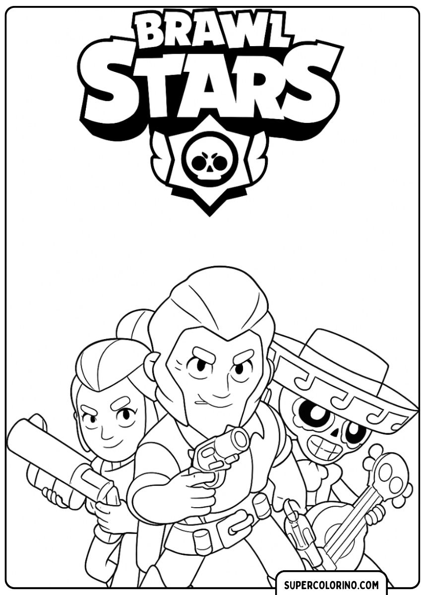 Une image chargée et détaillée montrant une scène chaotique avec Colt, Piper, le pied d'El Primo et de nombreux objets de Brawl Stars.
