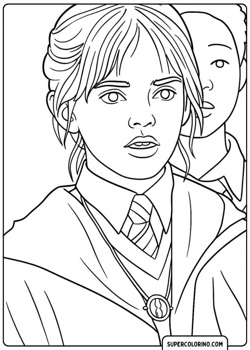 Gros plan d'Hermione Granger avec le Time Turner.