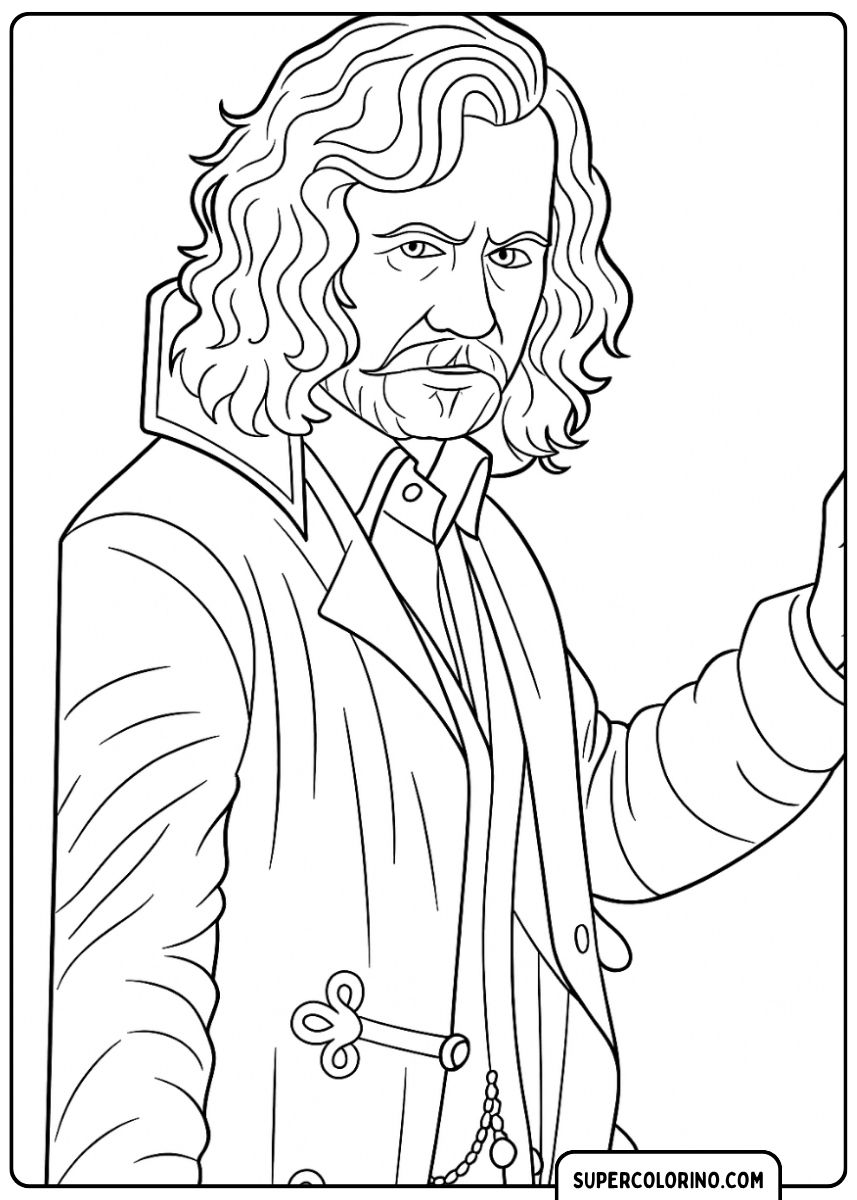 Portrait de Sirius Black aux longs cheveux bouclés.