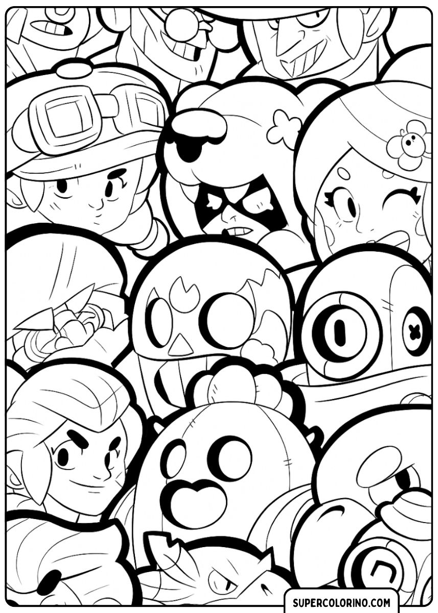 Image coloriée de gros plans des visages de Brawler (Spike, Max, Penny, Darryl, etc.).
