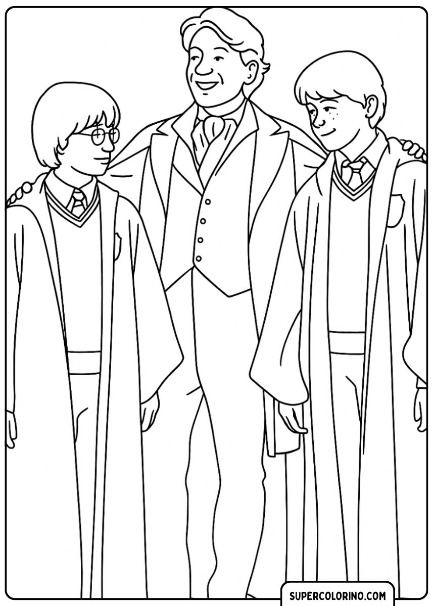 Harry Potter, Gilderoy Lockhart et Ron Weasley.