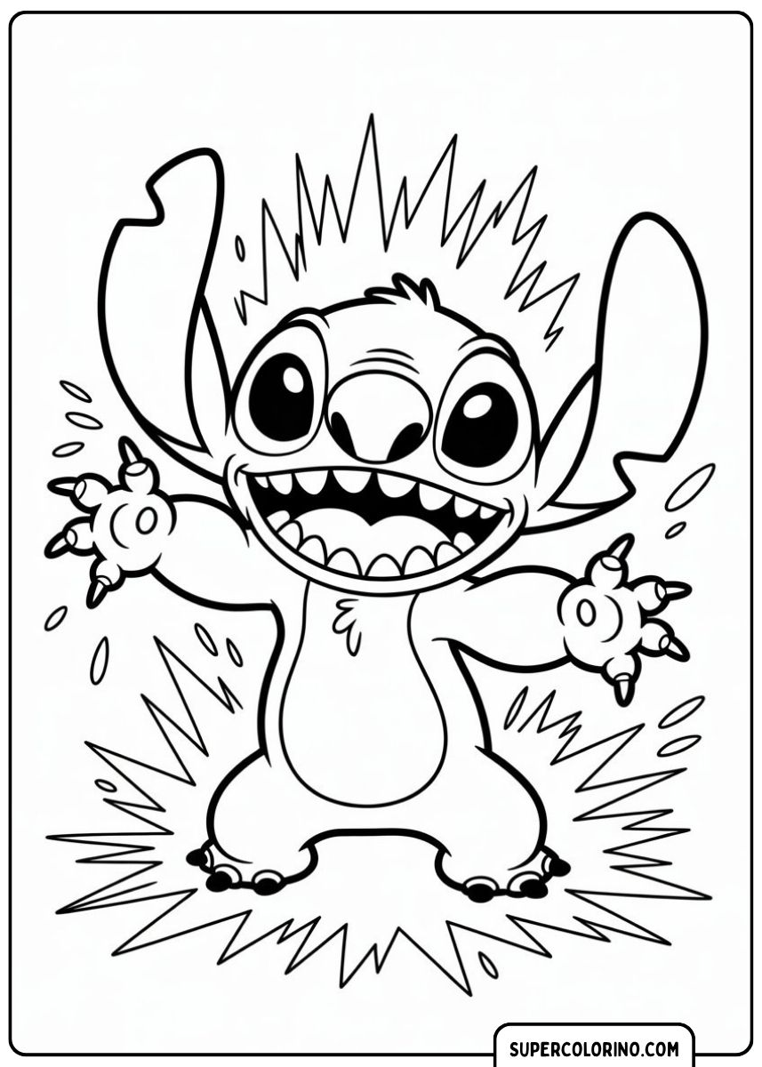 Stitch is omgeven door elektriciteit.