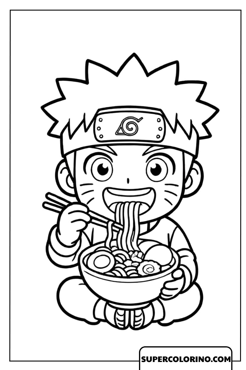 Färben Sie Naruto in der Chibi-Version, während Sie köstliche Ramen genießen