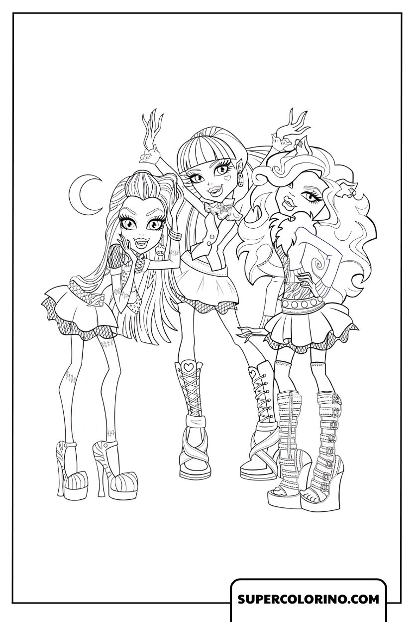 Tekeningen Monster High Groep vrienden
