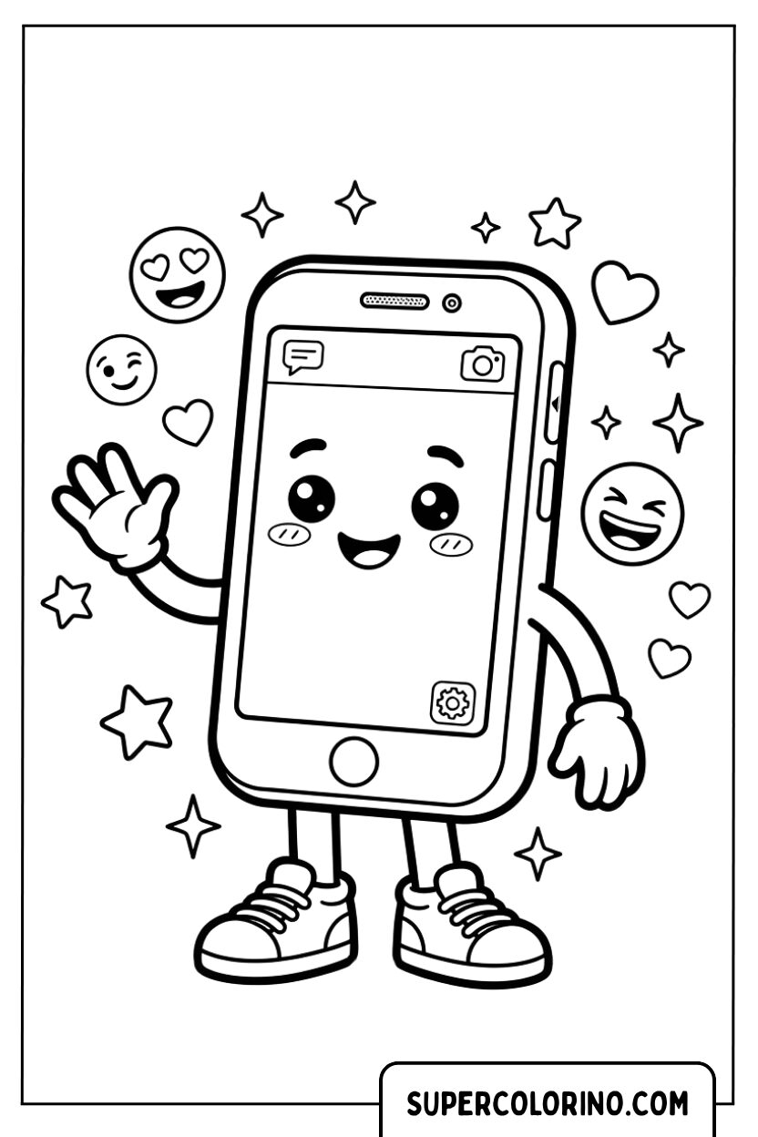 Disegni di un simpatico personaggio iPhone con le emoji