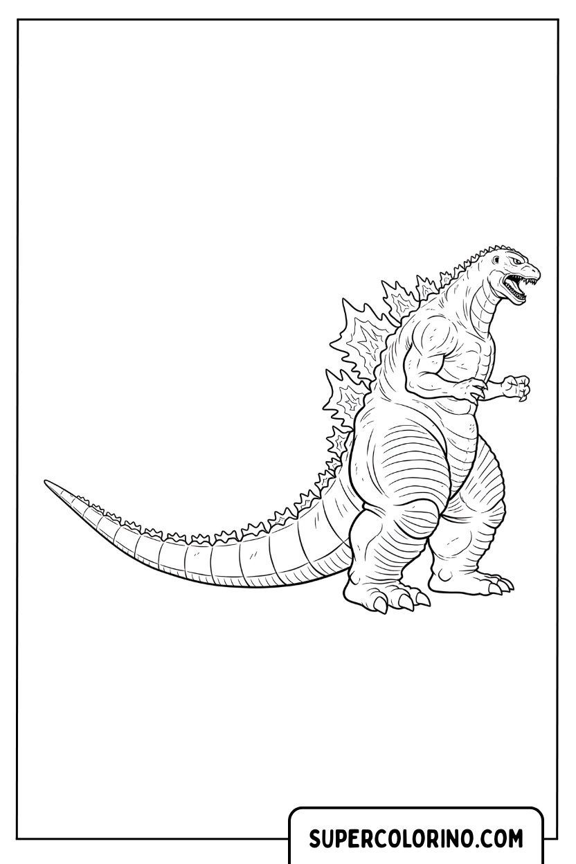 Disegno da colorare Godzilla di profilo