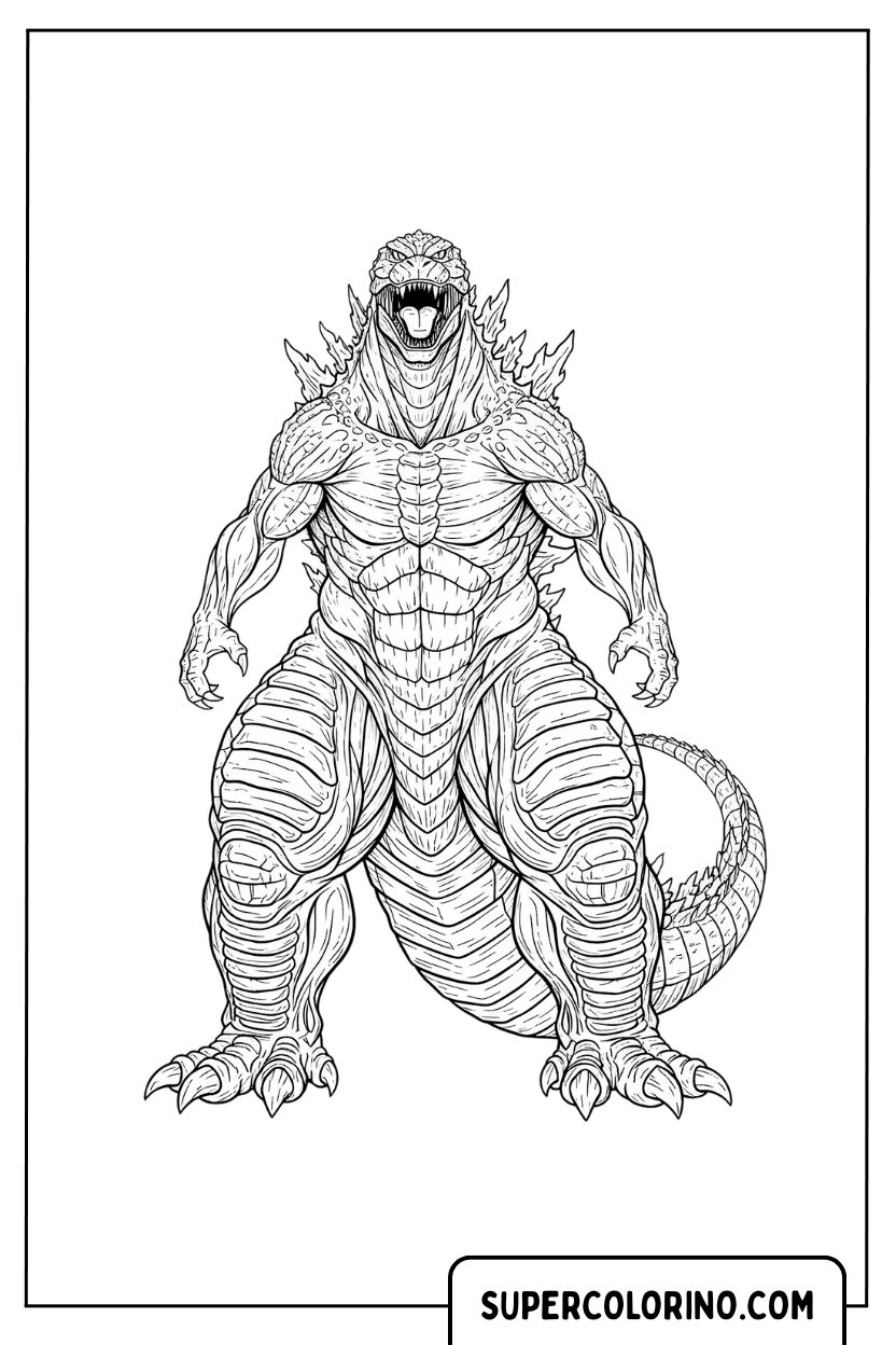 Disegno da colorare Godzilla in posa potente