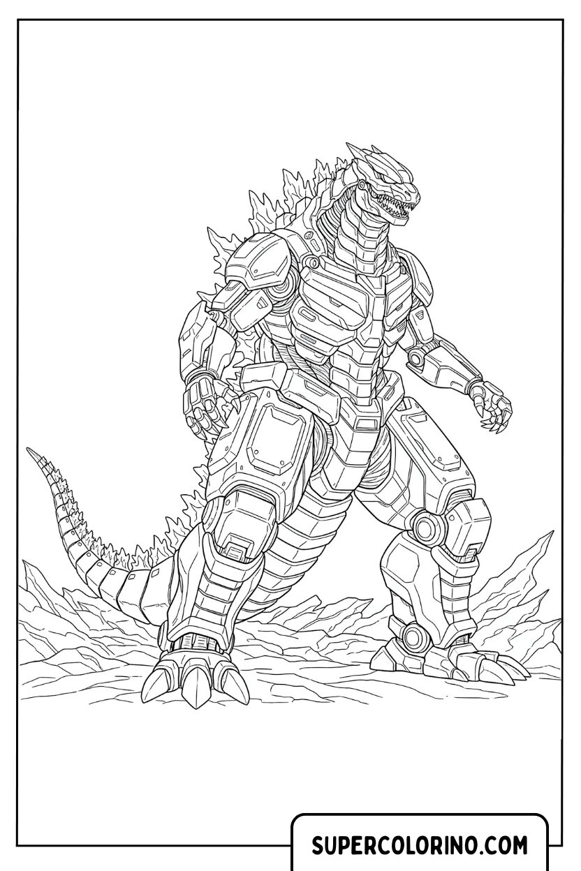Disegno da colorare Mechagodzilla in avanzata