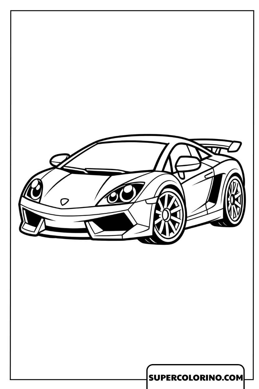 Disegno di una potente Lamborghini in stile cartoon
