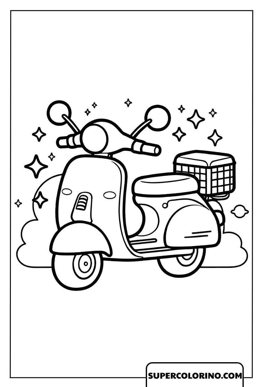 Coloriage d'un scooter Vespa de style classique