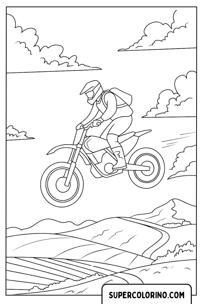 Coloriage de saut de motocross