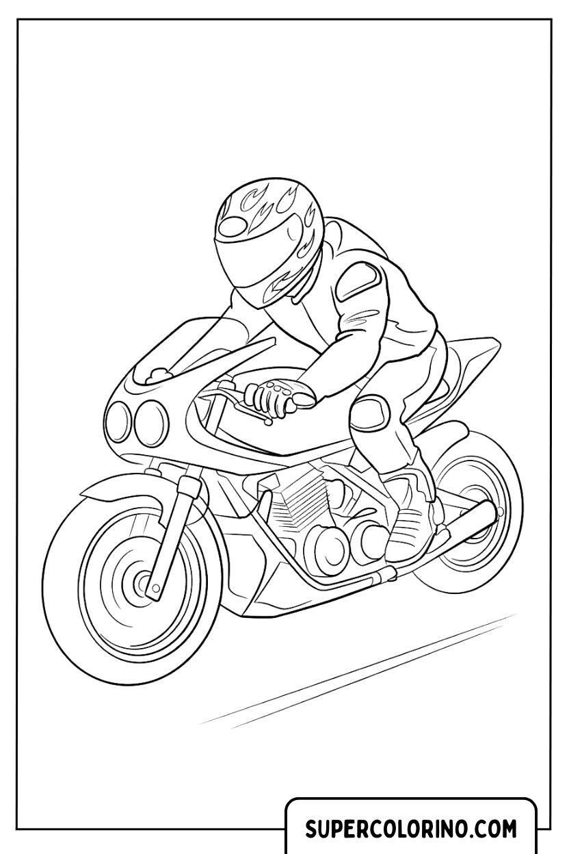 Moto de course à grande vitesse à colorier