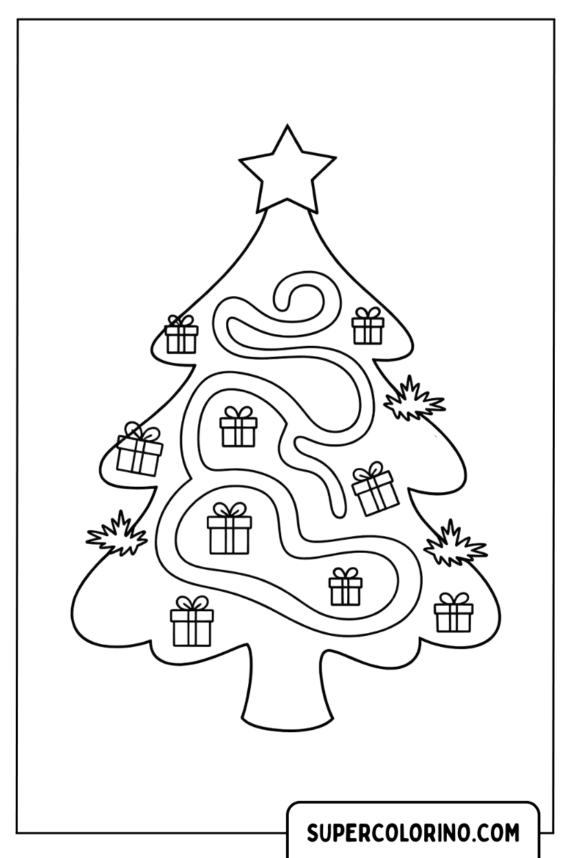 Weihnachtsbaumlabyrinth zum Ausmalen