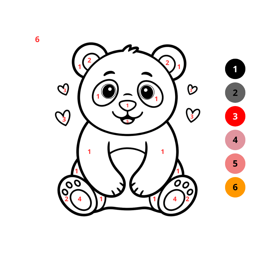 Coloriage par numéros d’un panda adorable