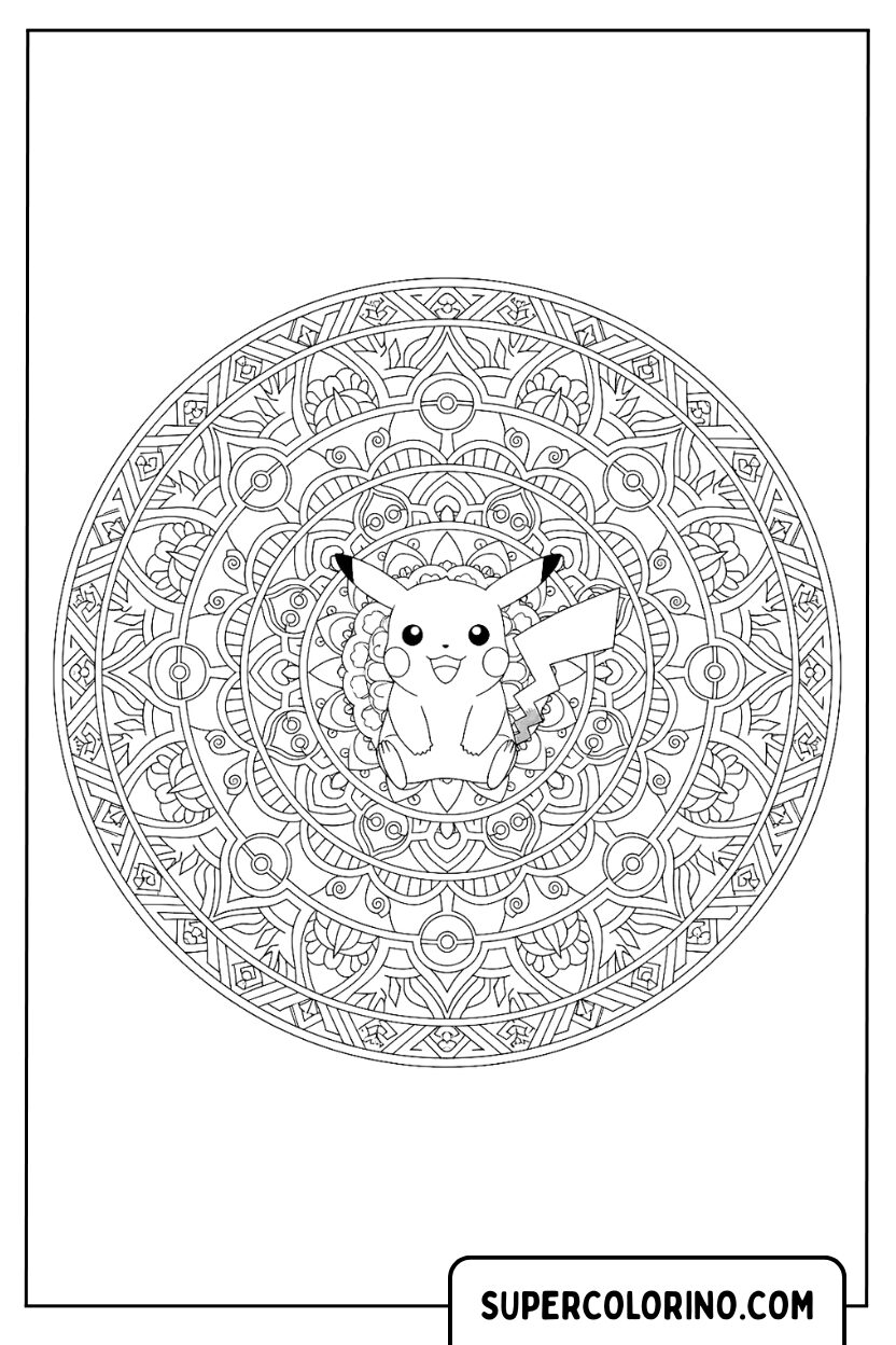 Mandala Pikachu kleurplaat