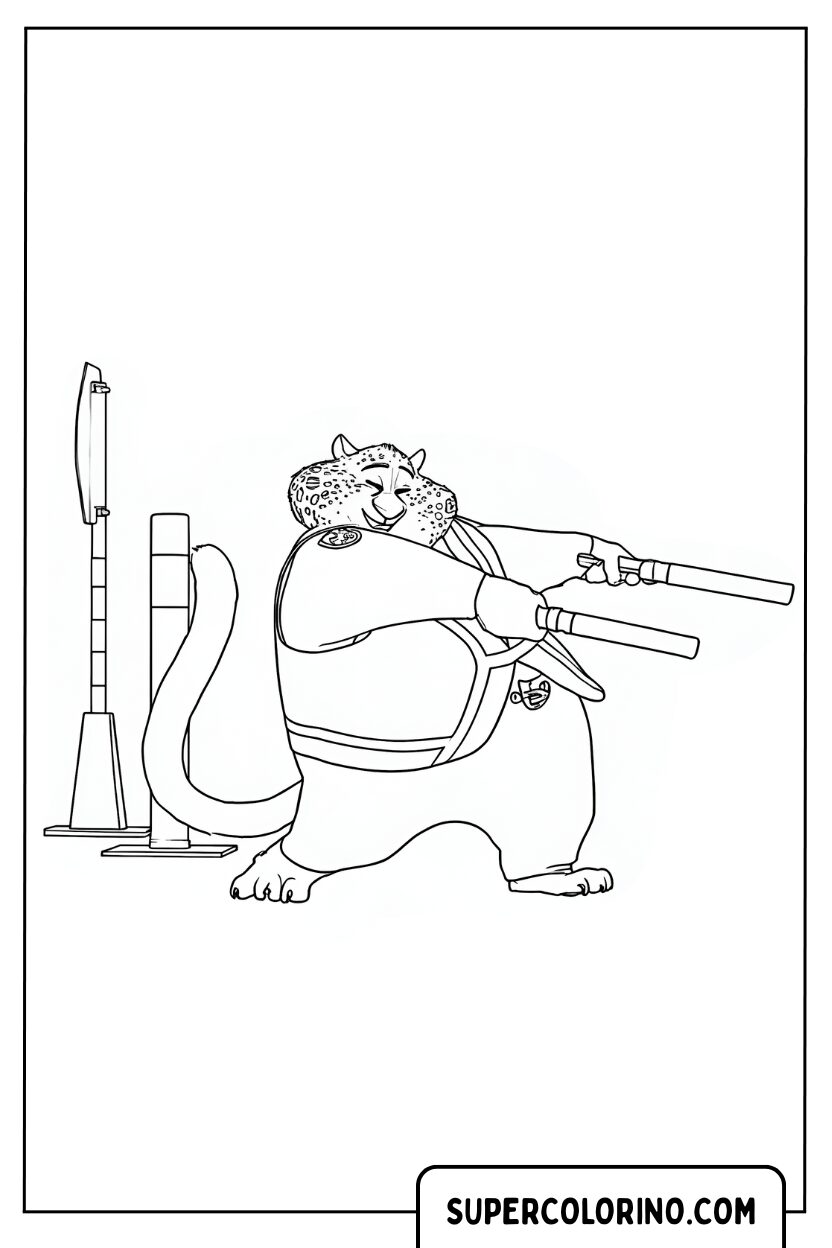 Coloriage - Agent tigre de la circulation pour Colorier