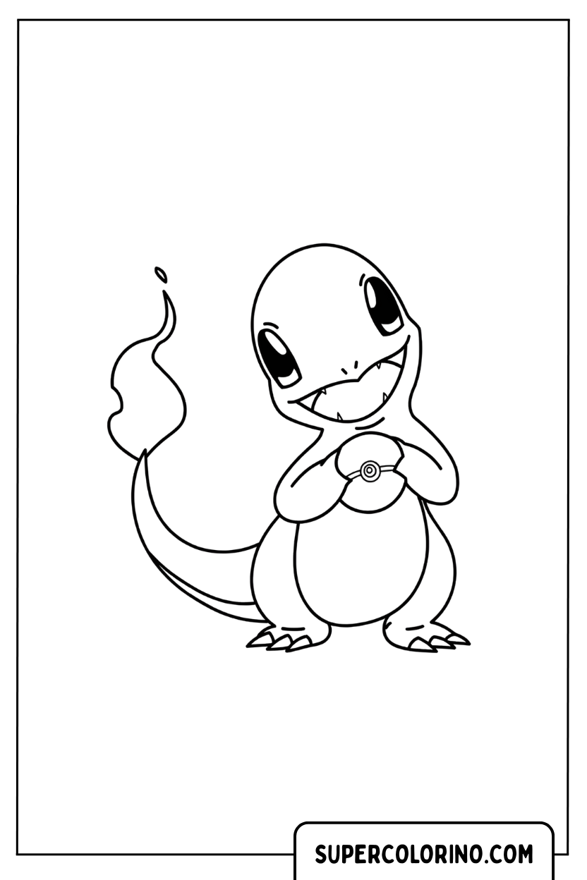 Schattige Charmander – Kleurplaat
