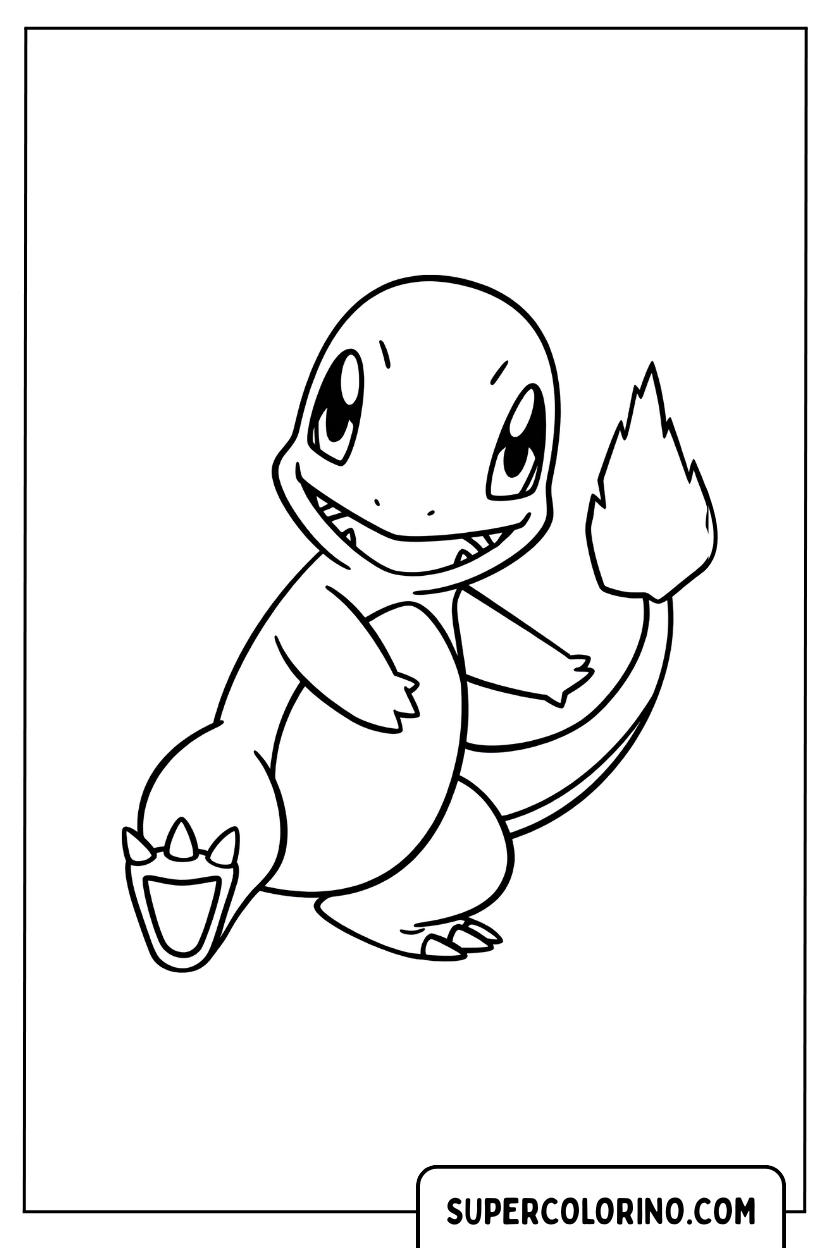 Lachende Charmander – Kleurplaat