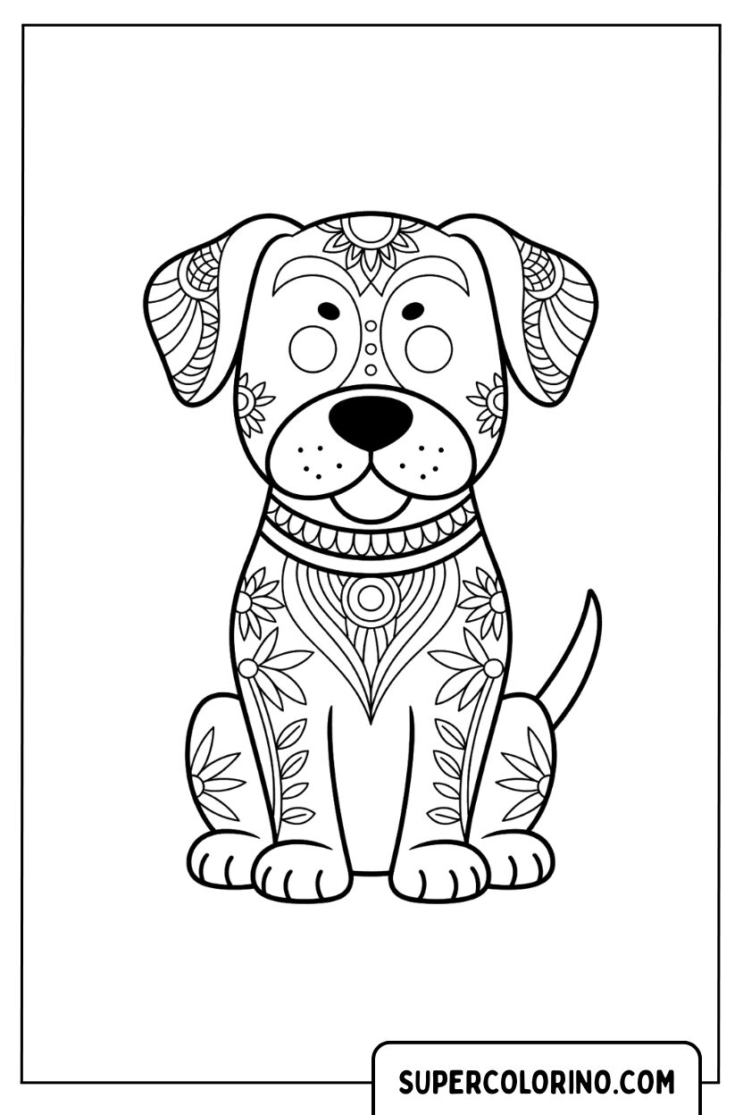Färbendes Hund-niedliches Mandala