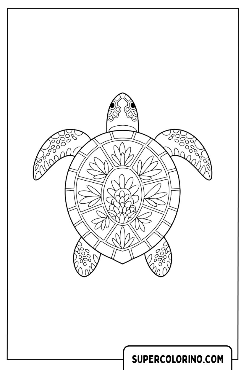 Schildkröten-Mandala zum Ausmalen