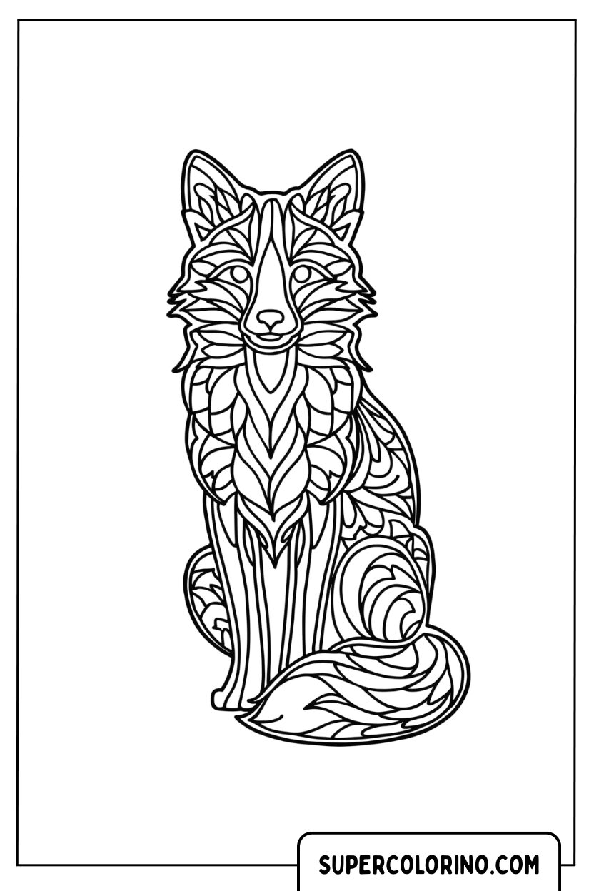 Künstlerisches Fuchs-Mandala zum Ausmalen