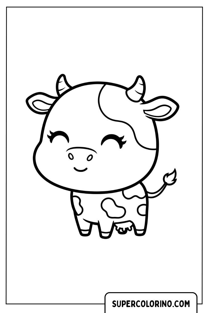 Designo Fröhliche Chibi-Kuh-Malseite