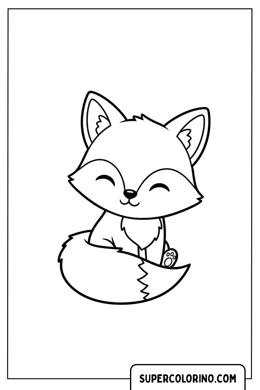 Designo Kawaii Renard à colorier