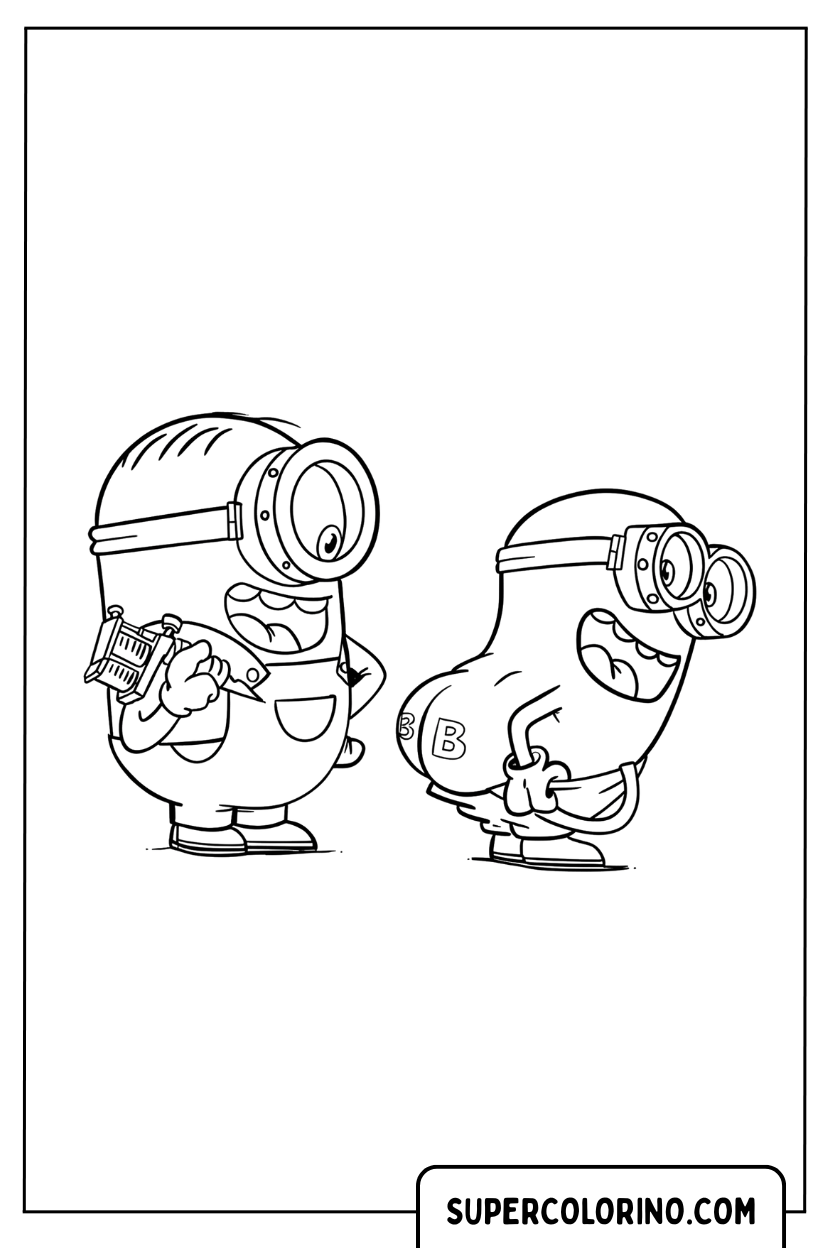 Designo di due Minion che scherzano da colorare