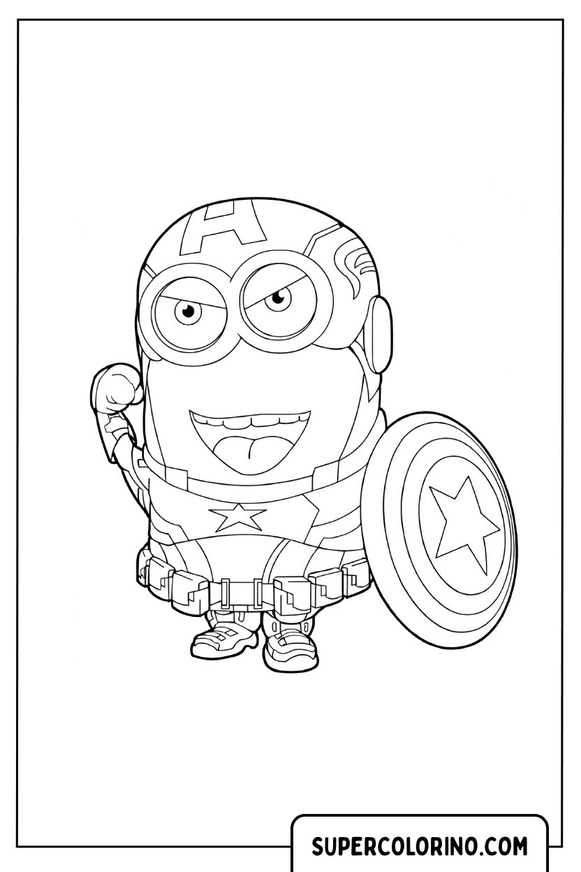 Designo di un Minion Capitan America da colorare