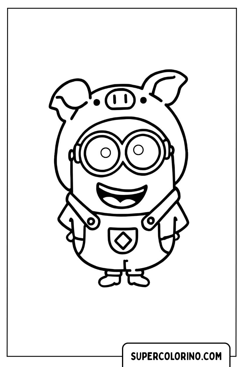 Designo di un Minion travestito da maialino da colorare
