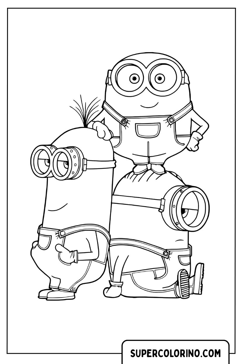 Designo di una torre di tre Minion da colorare