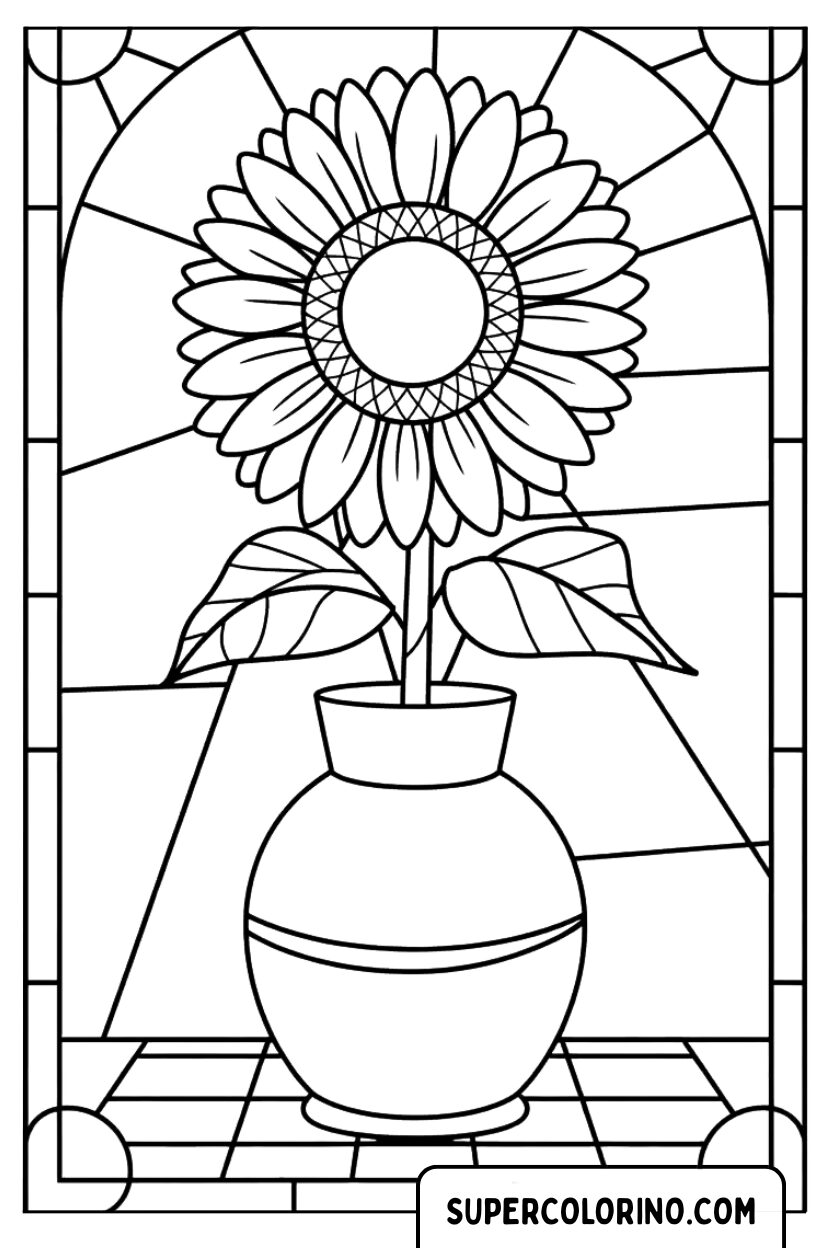 Sonnenblumenzeichnungen in einer Mandala-Vase