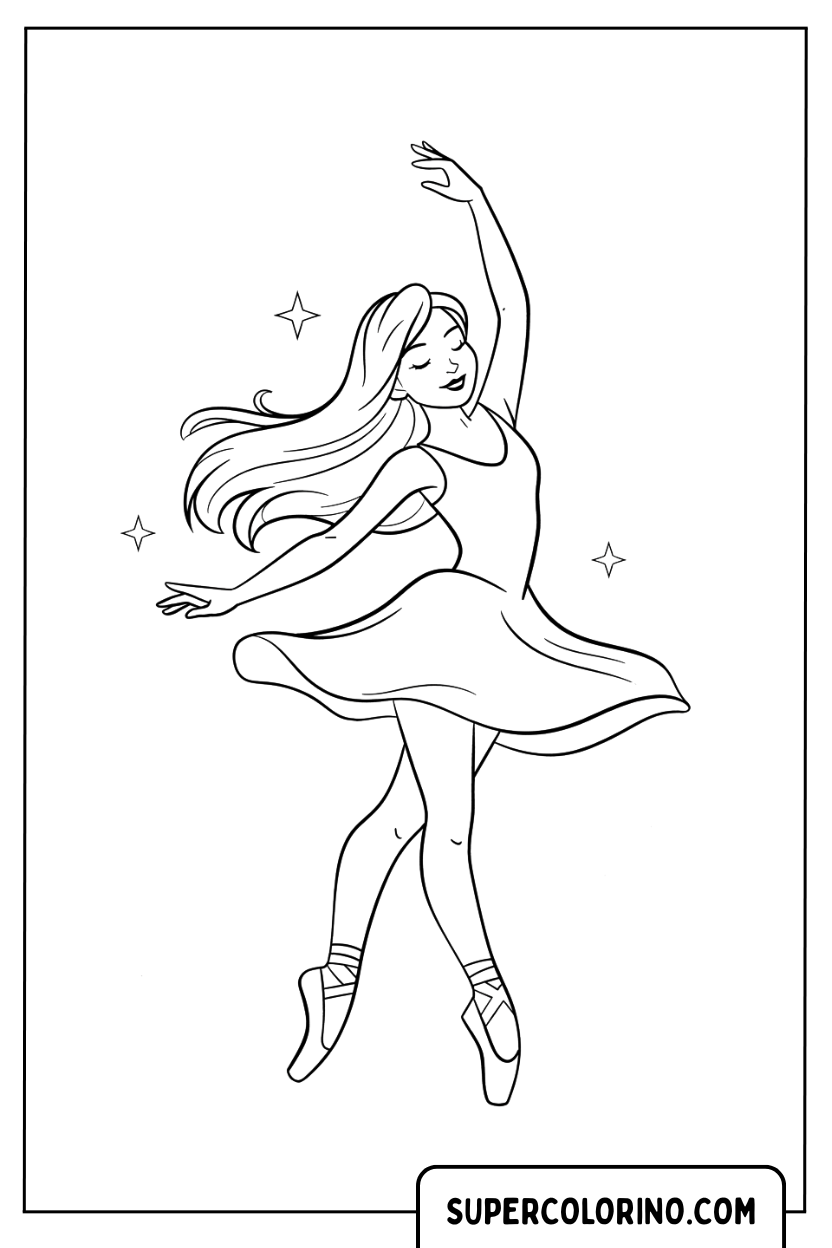 Ballerina mit Blumen Malseite