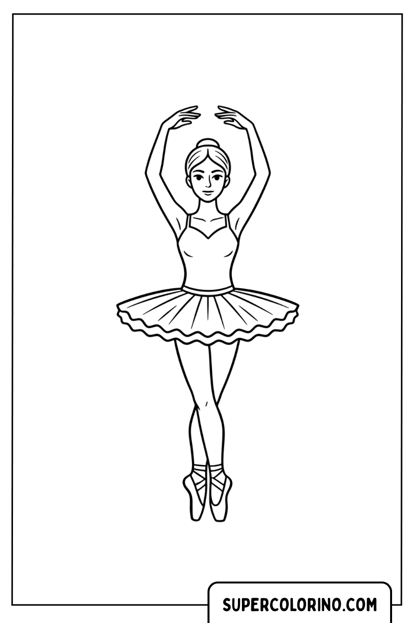 Ausmalbild: Ballerina in klassischer Position