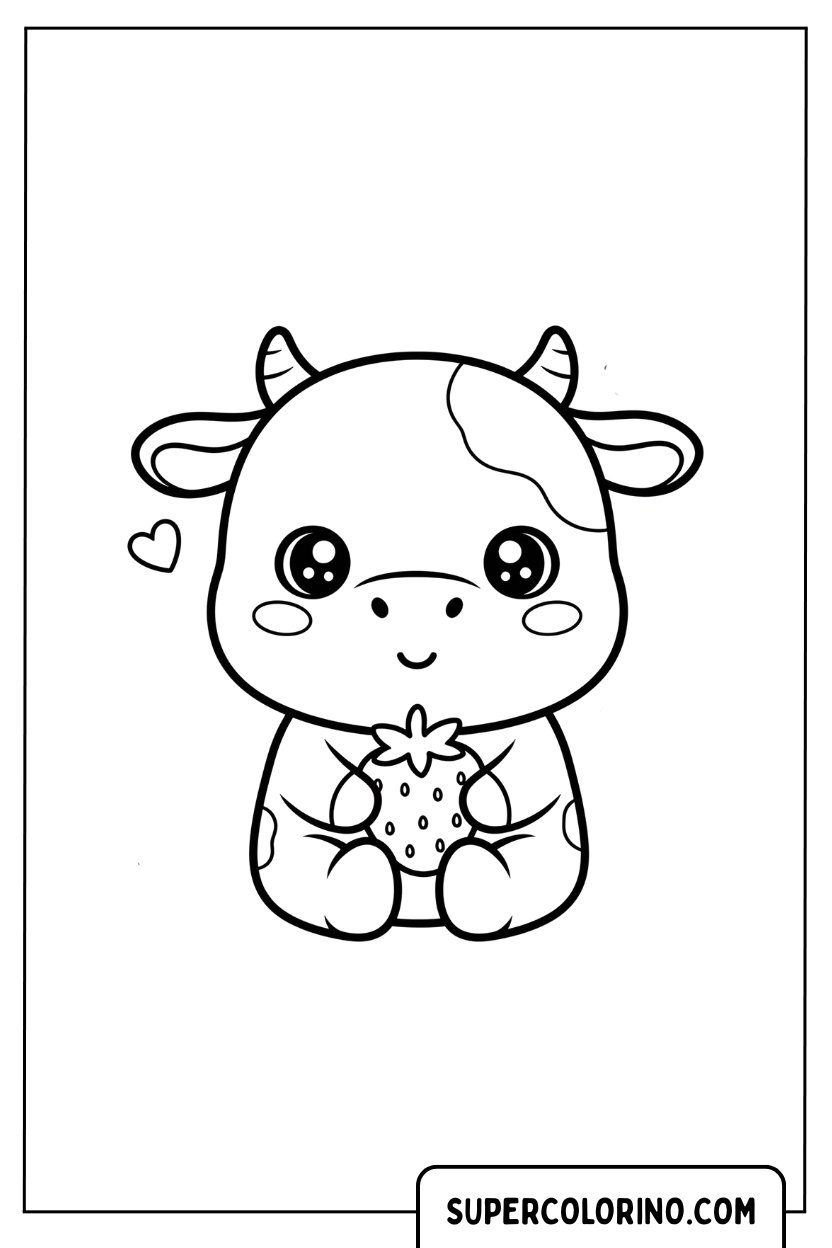 Kawaii-Kuh mit Erdbeer-Malseite