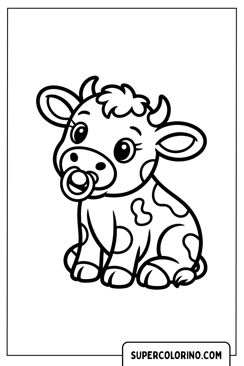 Malvorlage Kalb mit Schnuller