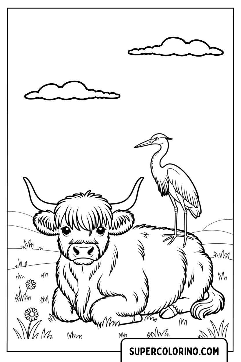 Malvorlage Yak und Reiher