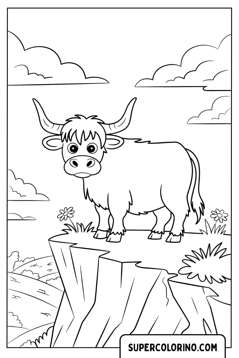 Ausmalbilder Yak auf der Klippe