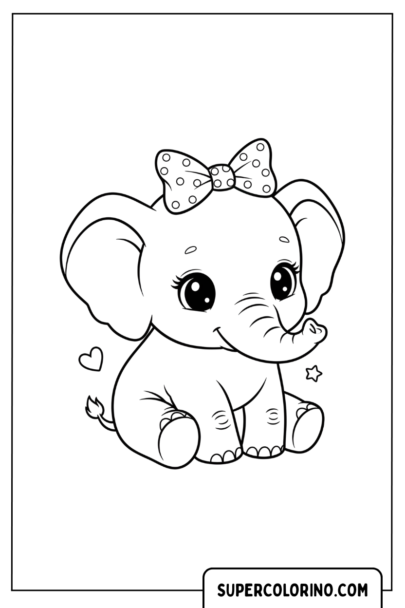 Malvorlage Elefant mit Schleife