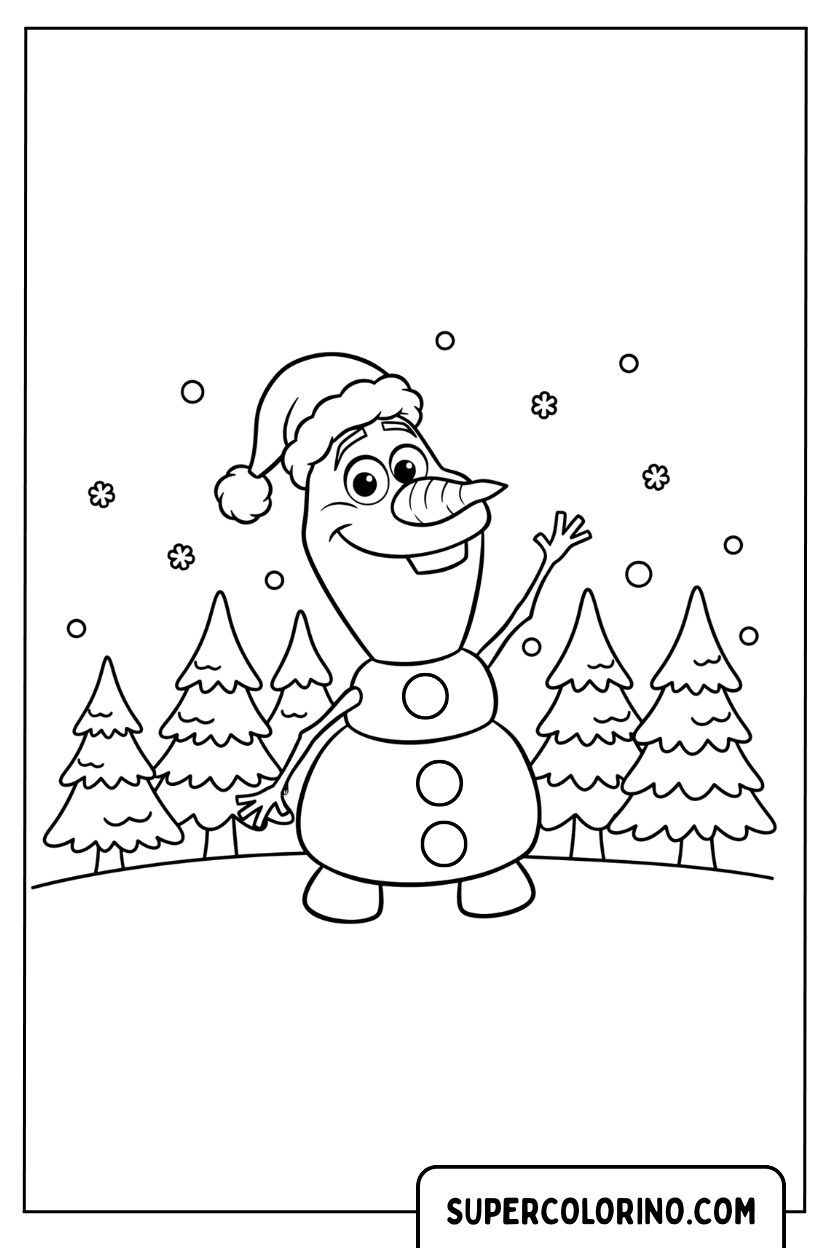 Malvorlage Olaf mit Weihnachtsmütze