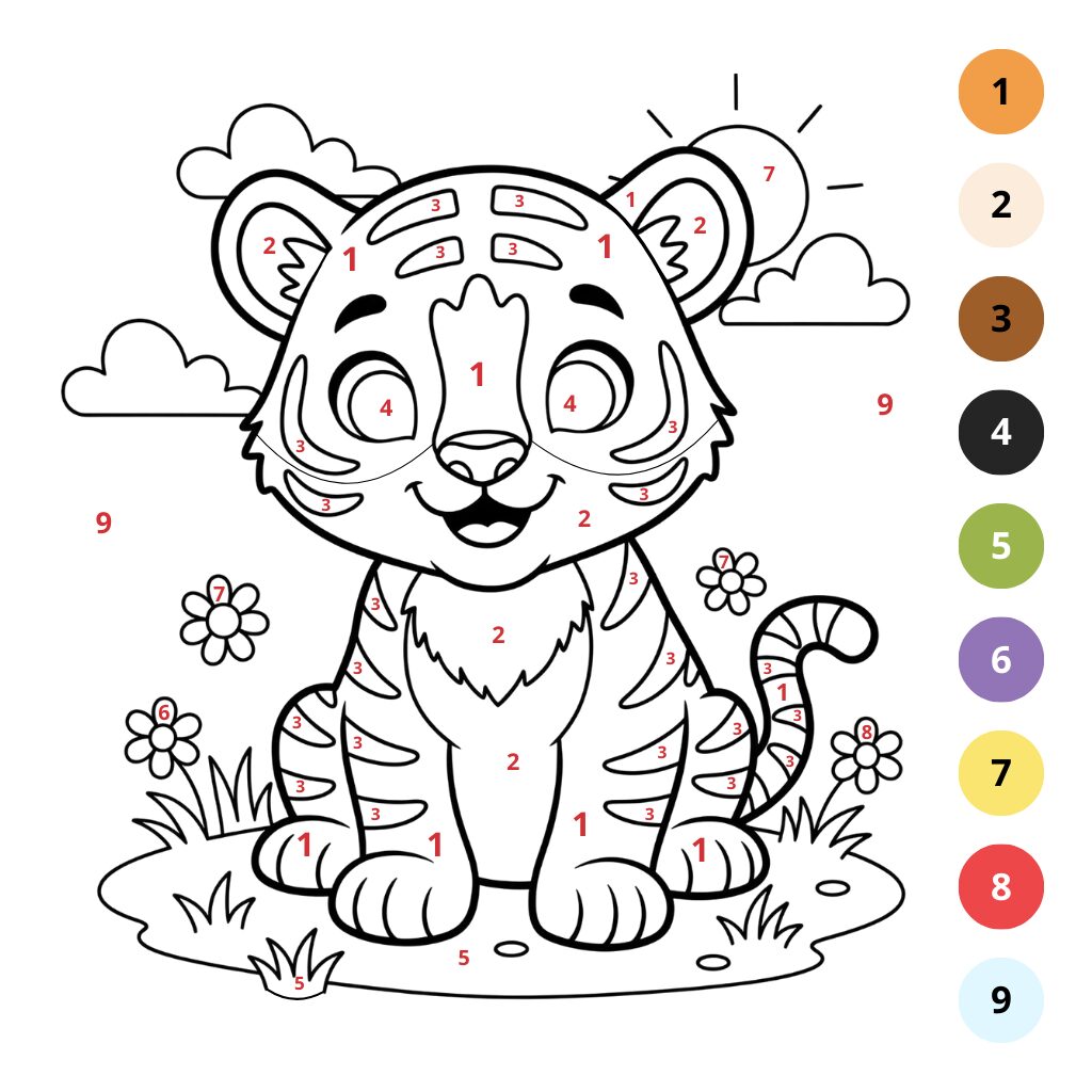 Tiger-Färbung nach Zahlen